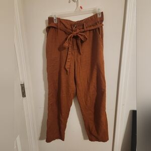 American Eagle Rust Orange Brown Tie-Waist Cropped Pants Size Small